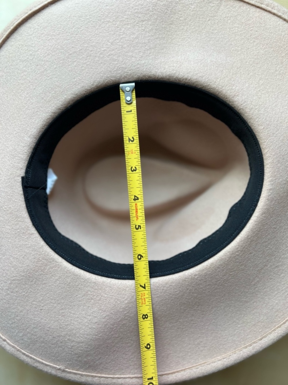 Wide Brim 100% Wool Felt Fedora in Beige with Gray Band Boho Western Minimalist - Picture 10 of 10